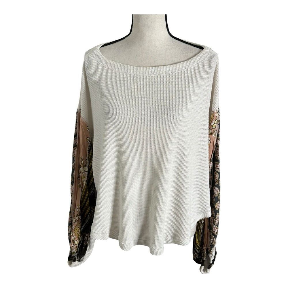 We The Free Free People Blouse Womens‎ X-Small Blossom Thermal Contrast Sleeves - Picture 3 of 14